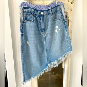 Distressed Denim Skirt